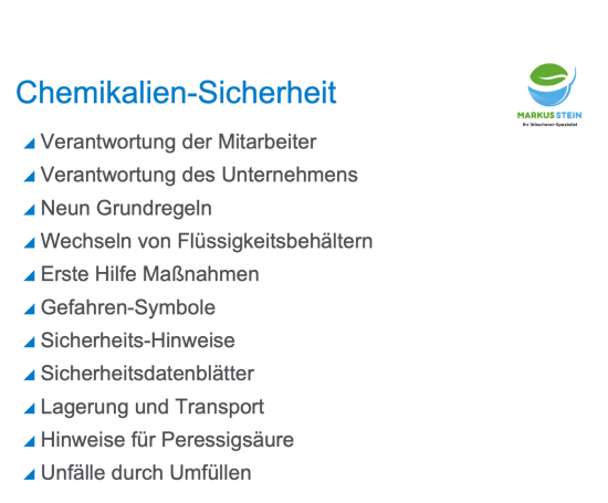 Schulungsthemen zur Chemikaliensicherheit