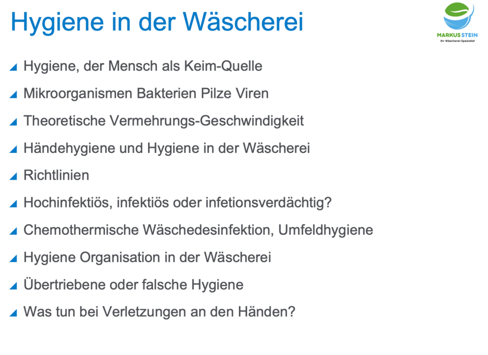 Schulungsthemen zur Hygiene in der Wäscherei