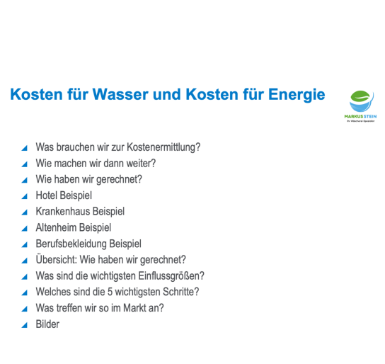 Schulungsthemen zu Wasser- und Energiekosten