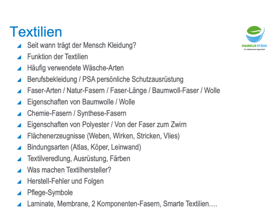 Schulungsthemen zu Textilien