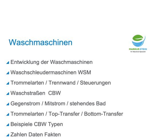 Schulungsthemen zu Waschmaschinen