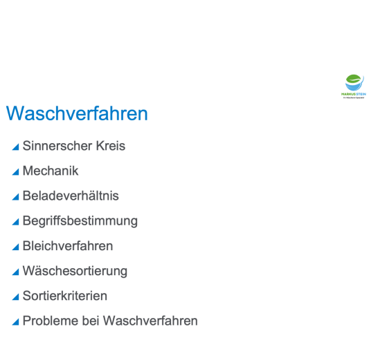 Schulungsthemen zu Waschverfahren